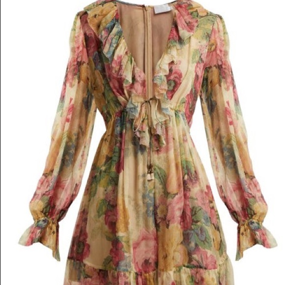 Zimmerman Melody Floral-print Ruffle Silk Playsuit - Picture 2 of 8